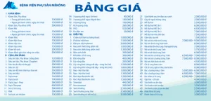 bang gia benh vien phu san mekong